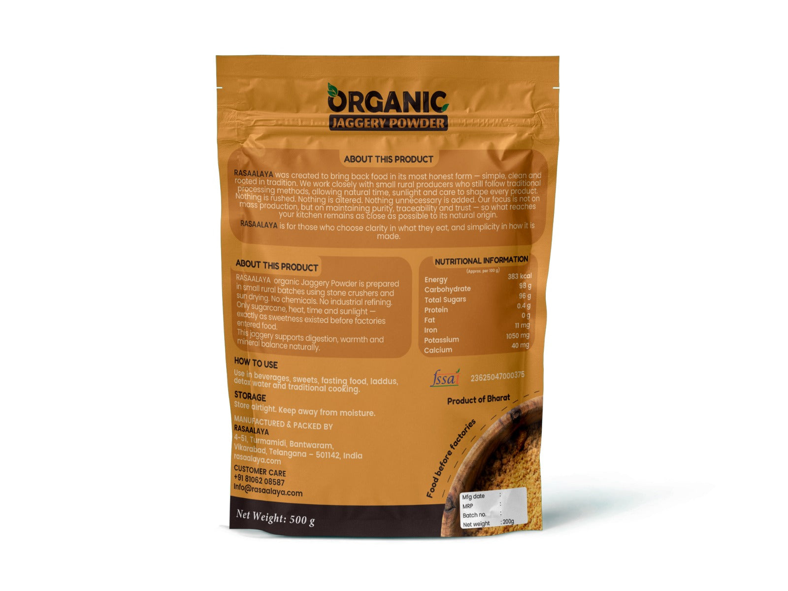 Rasaalaya Organic Jaggery Powder RASAALAYA